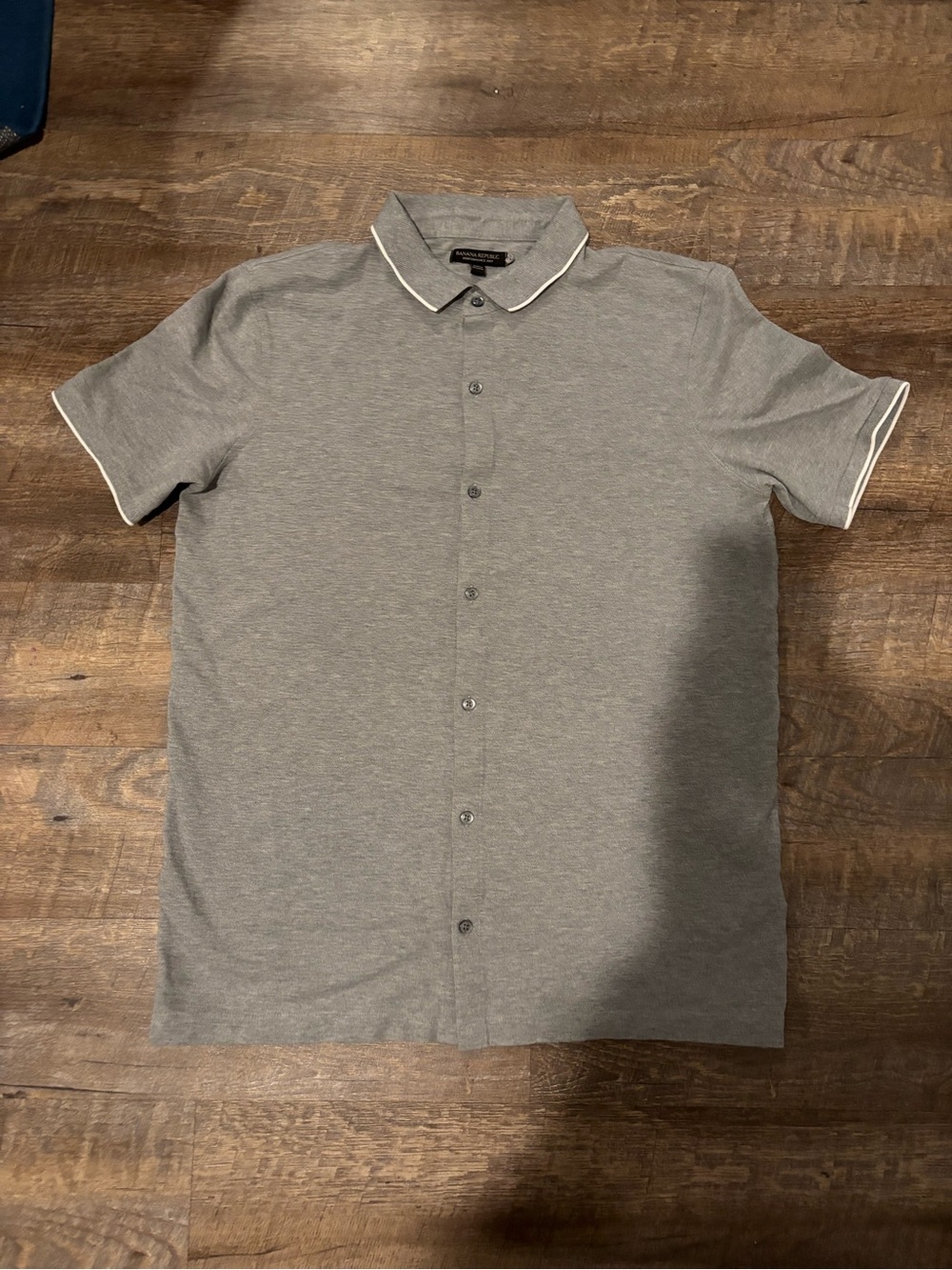 Banana Republic Knit Gray Short-Sleeve Polo Shirt with White Trim